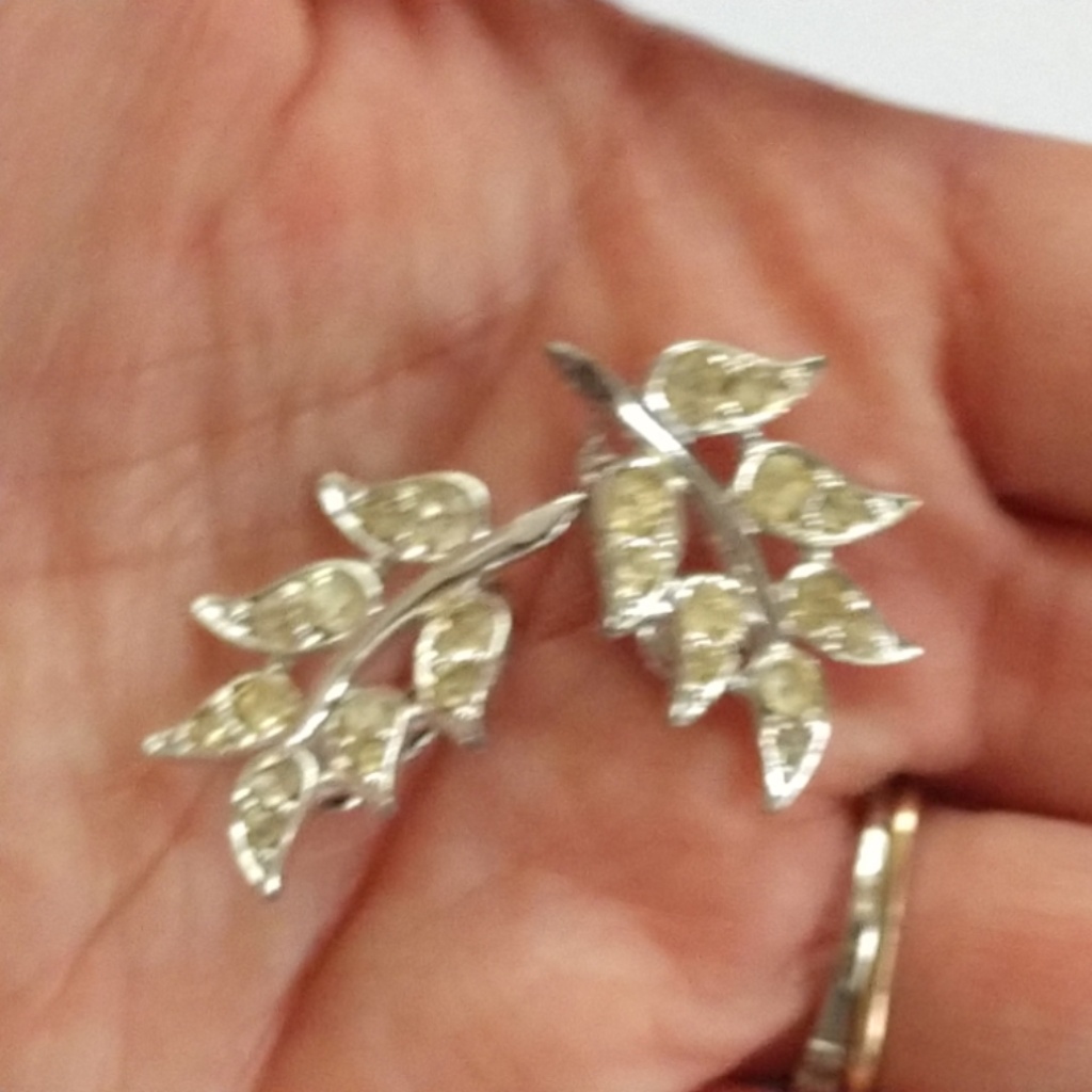 Vintage Sarah Coventry Silver Pave Leaf Cliponsvin 19$